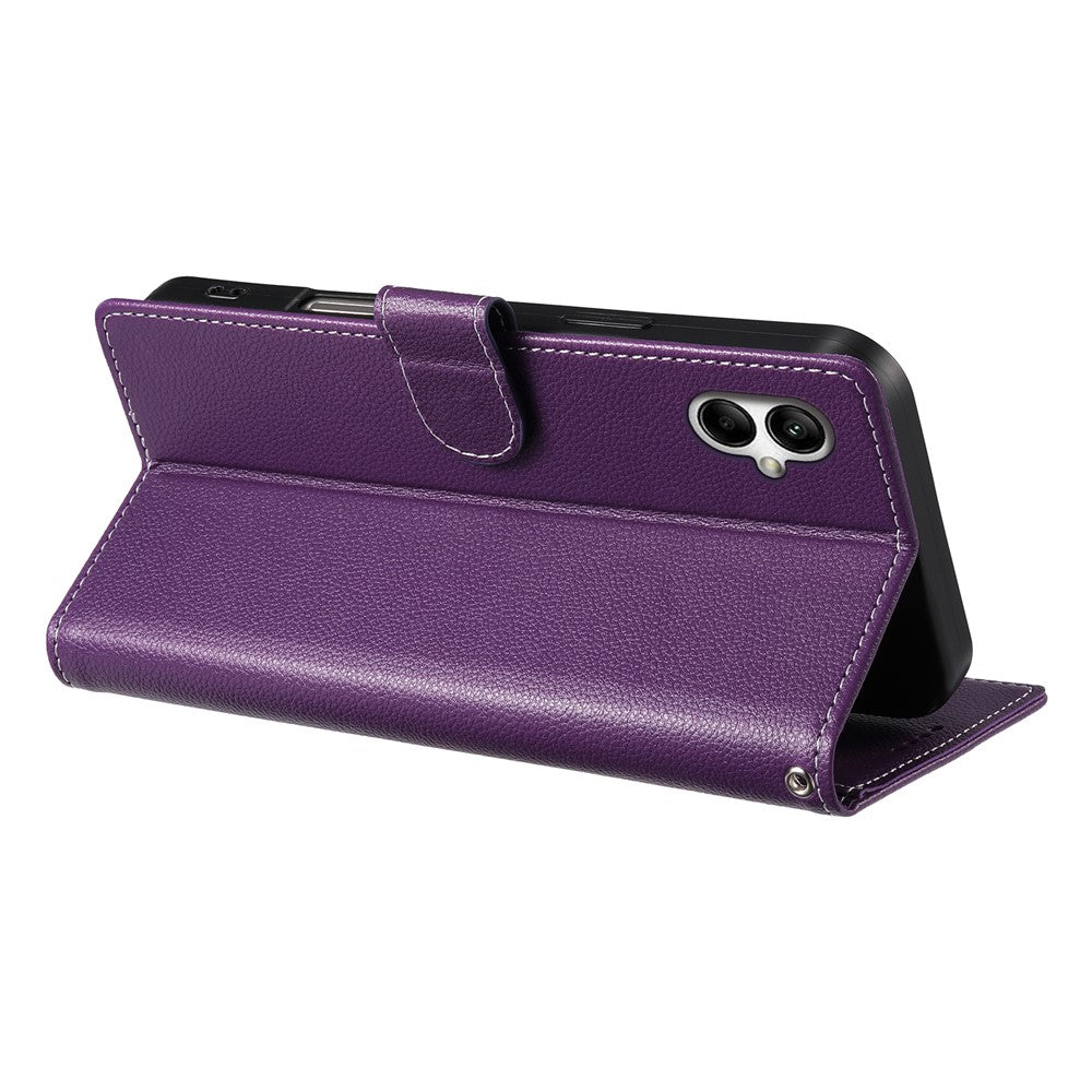 For Samsung Galaxy A08 5G / A08 4G / A07 5G / A07 4G Case Magnetic Snap Litchi Texture Leather Wallet Phone Cover with Wrist Strap