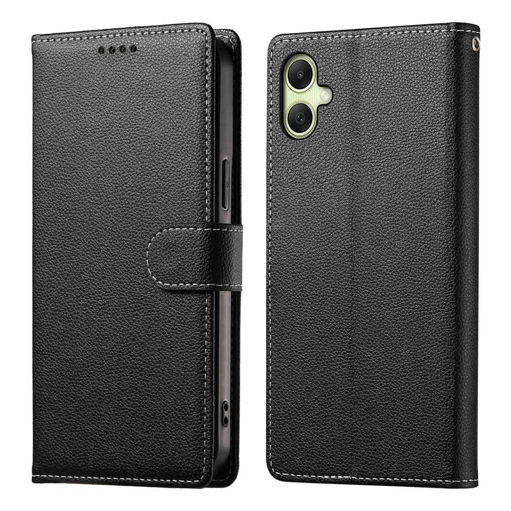For Samsung Galaxy A08 5G / A08 4G / A07 5G / A07 4G Case Magnetic Snap Litchi Texture Leather Wallet Phone Cover with Wrist Strap