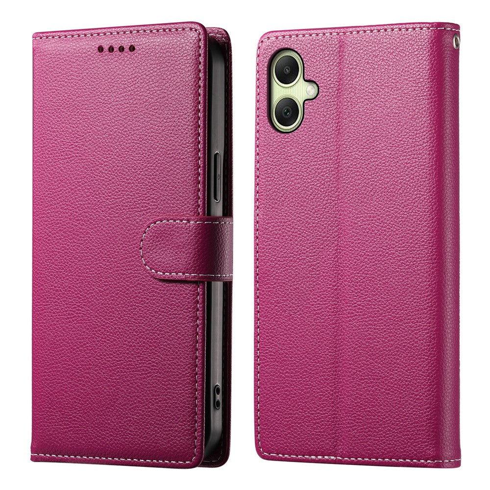 For Samsung Galaxy A08 5G / A08 4G / A07 5G / A07 4G Case Magnetic Snap Litchi Texture Leather Wallet Phone Cover with Wrist Strap
