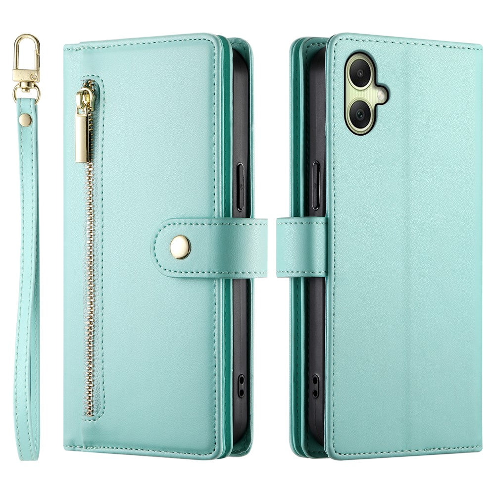 Samsung Galaxy A08 5G / A08 4G / A07 5G / A07 4G / A07s 4G-cover med lynlås, pung, læder og remme