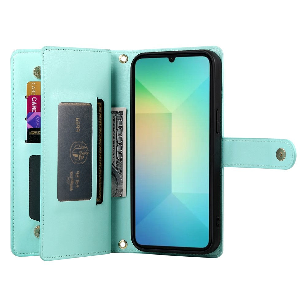 Samsung Galaxy A08 5G / A08 4G / A07 5G / A07 4G / A07s 4G-cover med lynlås, pung, læder og remme