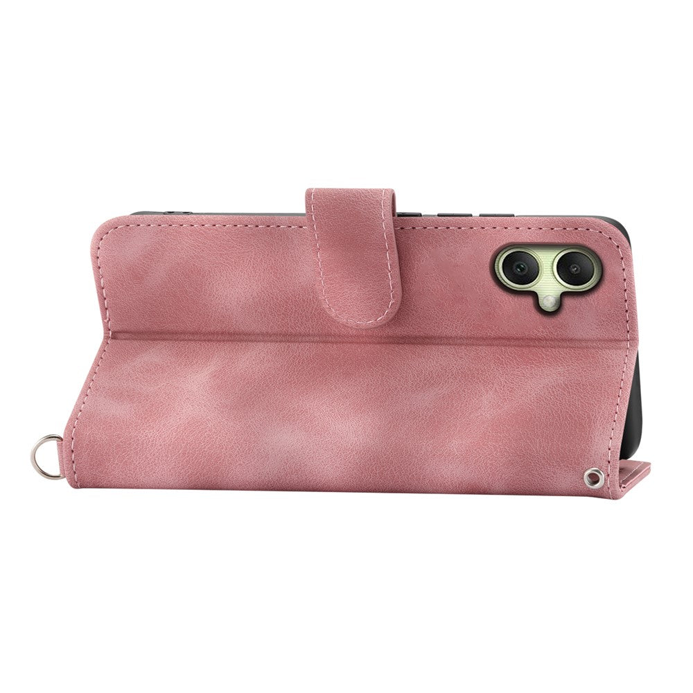 For Samsung Galaxy A08 5G / A08 4G / A07 5G / A07 4G Case Flower Pattern PU Leather Wallet Phone Cover with Strap