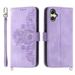 For Samsung Galaxy A08 5G / A08 4G / A07 5G / A07 4G Case Flower Pattern PU Leather Wallet Phone Cover with Strap