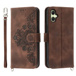For Samsung Galaxy A08 5G / A08 4G / A07 5G / A07 4G Case Flower Pattern PU Leather Wallet Phone Cover with Strap