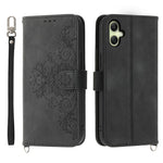 For Samsung Galaxy A08 5G / A08 4G / A07 5G / A07 4G Case Flower Pattern PU Leather Wallet Phone Cover with Strap