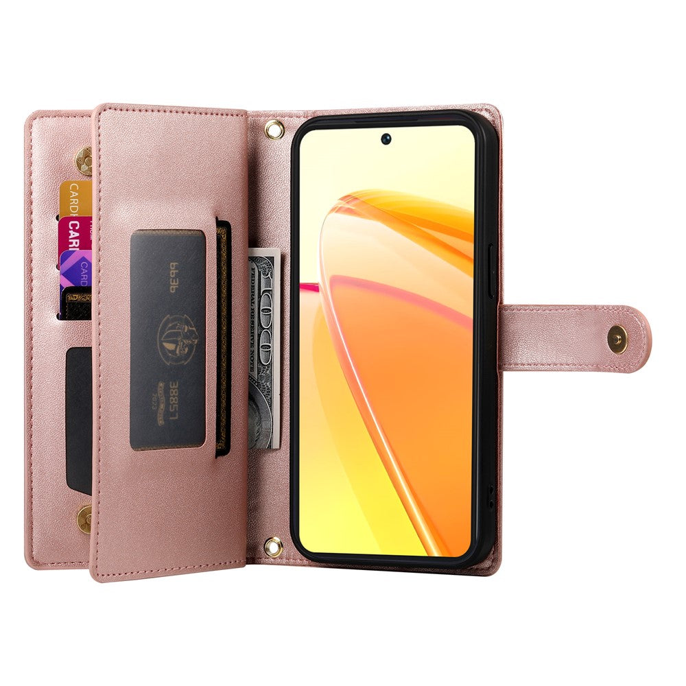 Til Oppo Reno14 F 5G Cover Med Lynlåslomme Pung Læder Telefoncover med Remme