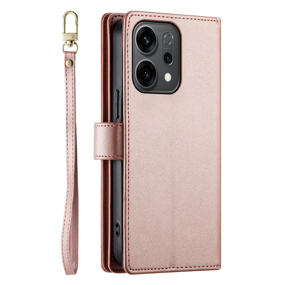 Til Oppo Reno14 F 5G Cover Med Lynlåslomme Pung Læder Telefoncover med Remme