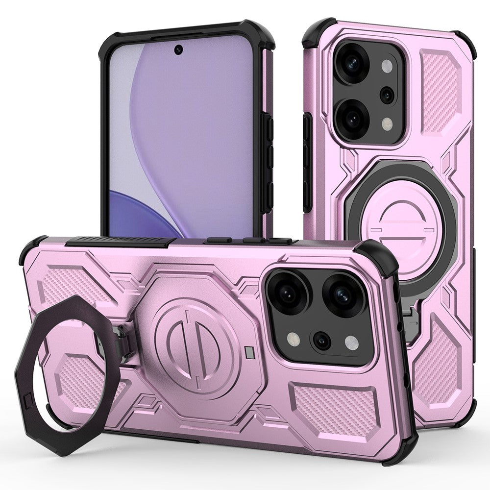 For Oppo Reno14 Pro 5G (Global) Magnetic Case Rotating Metal Kickstand PC + TPU Phone Back Cover