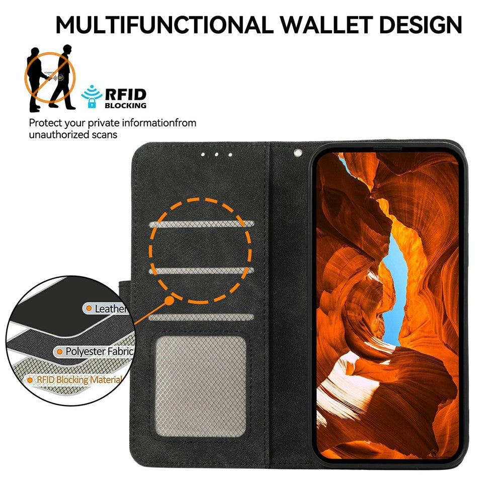 ABEEL For Samsung Galaxy S25 FE Etui Farvesplejsning Læder Flip Telefoncover RFID-blokering