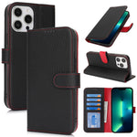 For iPhone 13 Pro Max  /  12 Pro Max Stand Case Litchi Texture Genuine Cow Leather Wallet Phone Cover RFID Blocking
