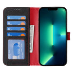For iPhone 13 Pro Max  /  12 Pro Max Stand Case Litchi Texture Genuine Cow Leather Wallet Phone Cover RFID Blocking