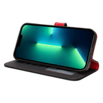For iPhone 13 Pro Max  /  12 Pro Max Stand Case Litchi Texture Genuine Cow Leather Wallet Phone Cover RFID Blocking