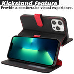 For iPhone 13 Pro Max  /  12 Pro Max Stand Case Litchi Texture Genuine Cow Leather Wallet Phone Cover RFID Blocking