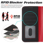 For iPhone 13 Pro Max  /  12 Pro Max Stand Case Litchi Texture Genuine Cow Leather Wallet Phone Cover RFID Blocking
