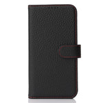 For iPhone 13 Pro Max  /  12 Pro Max Stand Case Litchi Texture Genuine Cow Leather Wallet Phone Cover RFID Blocking