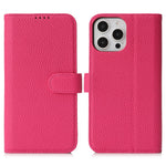 For iPhone 13 Pro Max  /  12 Pro Max Stand Case Litchi Texture Genuine Cow Leather Wallet Phone Cover RFID Blocking