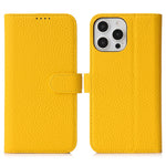 For iPhone 13 Pro Max  /  12 Pro Max Stand Case Litchi Texture Genuine Cow Leather Wallet Phone Cover RFID Blocking