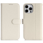 For iPhone 13 Pro Max  /  12 Pro Max Stand Case Litchi Texture Genuine Cow Leather Wallet Phone Cover RFID Blocking