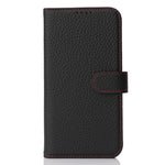 Til iPhone 17e / 16e Stand Cover Litchi Texture Ægte Koskind Læder Pung Telefoncover RFID Blokerende