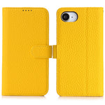 Til iPhone 17e / 16e Stand Cover Litchi Texture Ægte Koskind Læder Pung Telefoncover RFID Blokerende