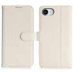 Til iPhone 17e / 16e Stand Cover Litchi Texture Ægte Koskind Læder Pung Telefoncover RFID Blokerende