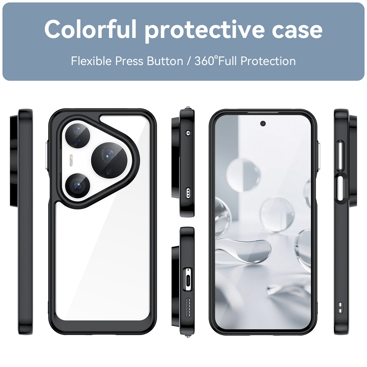 WANLONFENG För Huawei Pura 80 Ultra mobilskal XC-serien TPU Akrylskydd med Härdat Glas (Stort Linshål)