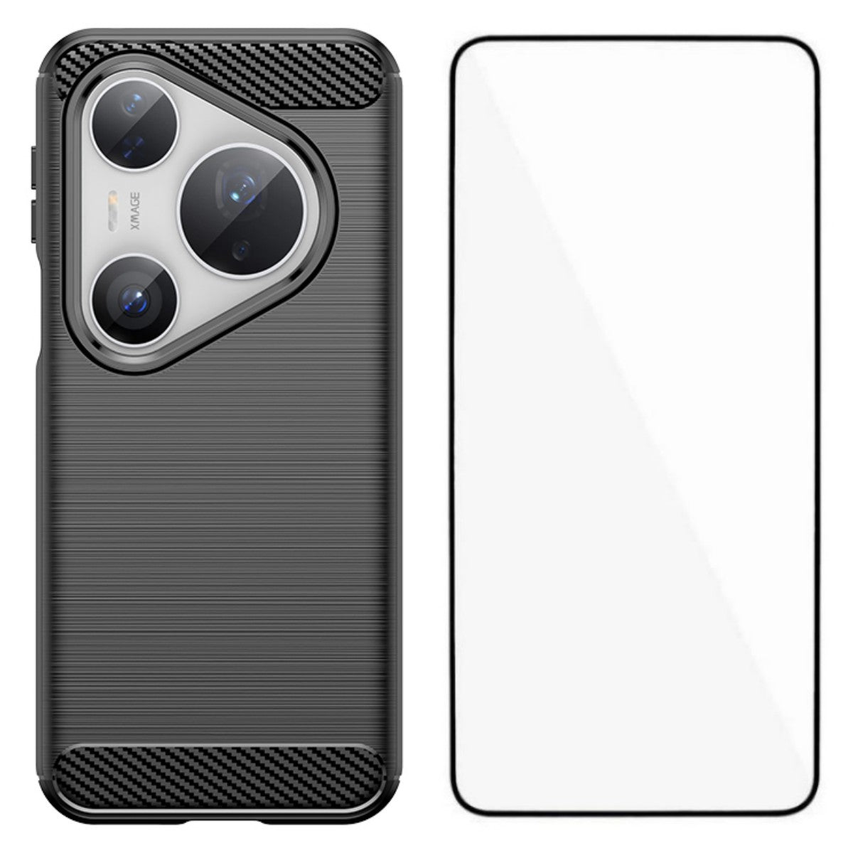 WANLONFENG För Huawei Pura 80 Pro / 80 Pro+ Skal med Skärmfilm LS-serien Stort Linshål Borstad Textur TPU mobilskal