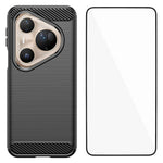 WANLONFENG För Huawei Pura 80 Ultra Skal med Skärmfilm LS-serien Stort Linshål Borstad Textur TPU mobilskal