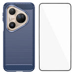 WANLONFENG För Huawei Pura 80 Ultra Skal med Skärmfilm LS-serien Stort Linshål Borstad Textur TPU mobilskal