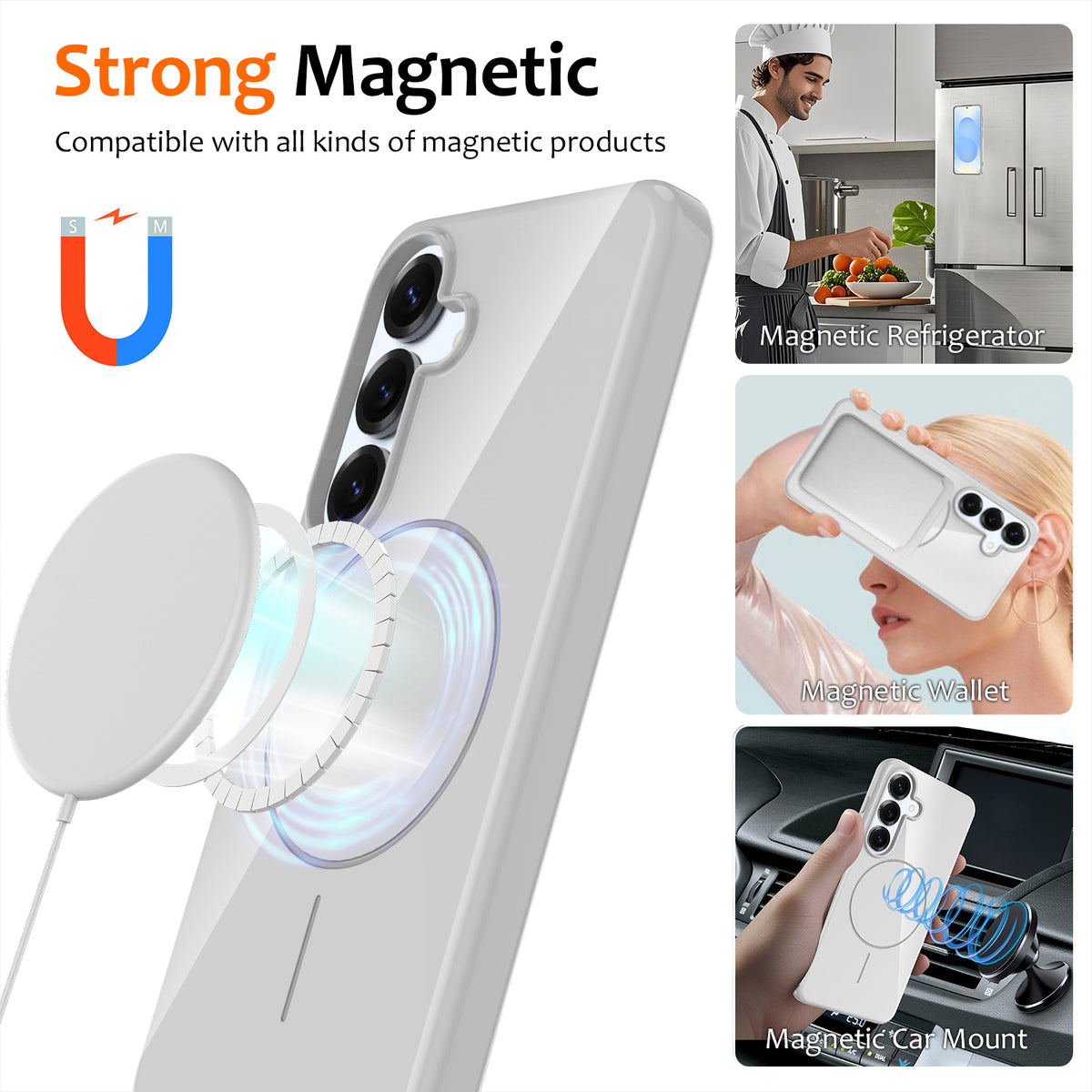 Samsung Galaxy S25 FE Magnetiskt Skal TPU mobil Baksida med Snodd