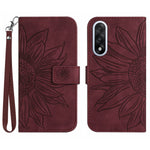 OnePlus Nord 5 5G-skal Sunflower Imprint Läderplånbok med handledsrem
