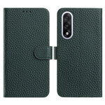 OnePlus Nord 5 5G Plånboksfodral med stativ i litchitextur i äkta nötläder.