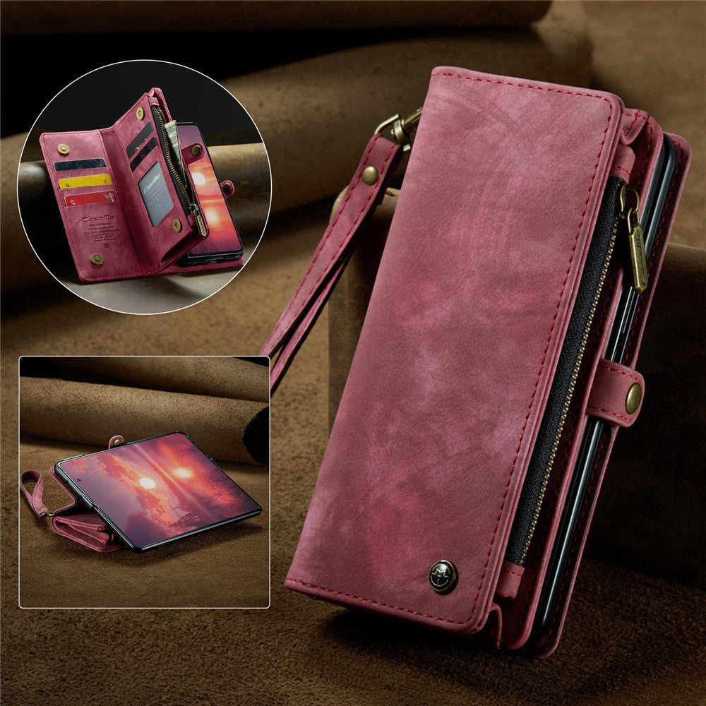 CASEME For Samsung Galaxy Z Fold7 5G Phone Cases  008 Leather Cover with Detachable Wallet and Strap