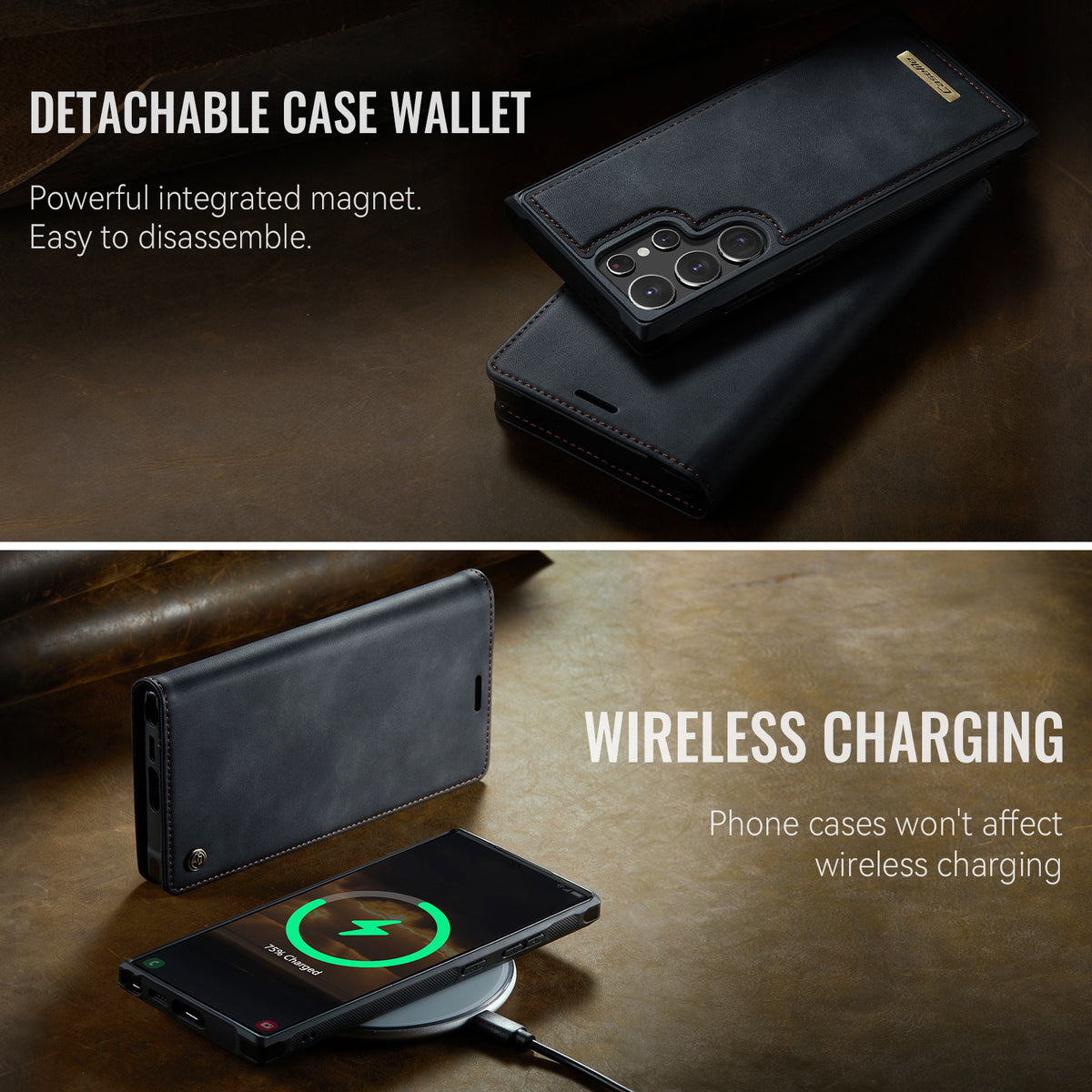 CASEME Til Samsung Galaxy S22 Ultra 5G Cover C49 Magnetisk Cover RFID-blokerende Aftagelig Pung Læder Telefoncover