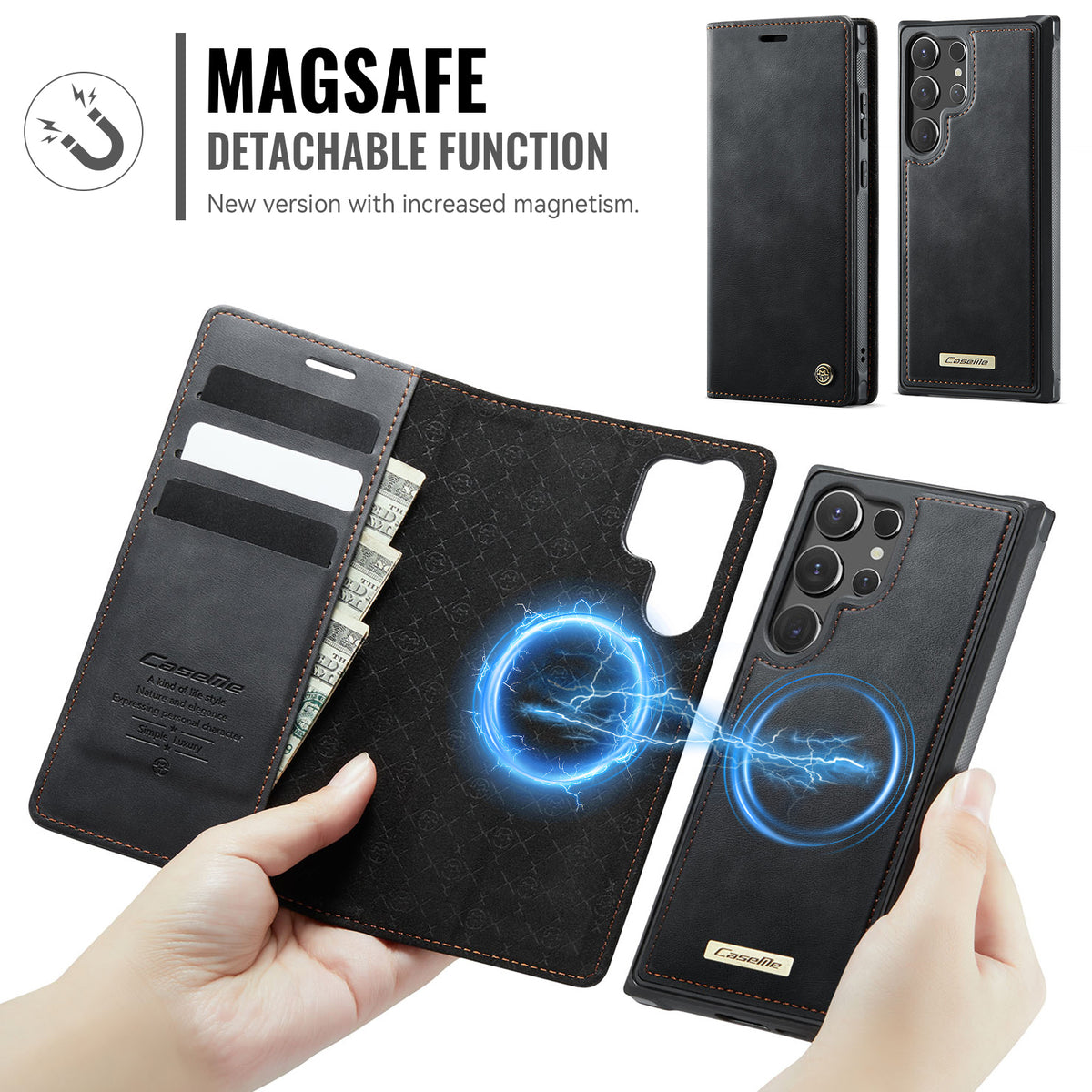 CASEME For Samsung Galaxy S23 Ultra Case C49 Magnetic Case RFID Blocking Detachable Wallet Leather Phone Cover