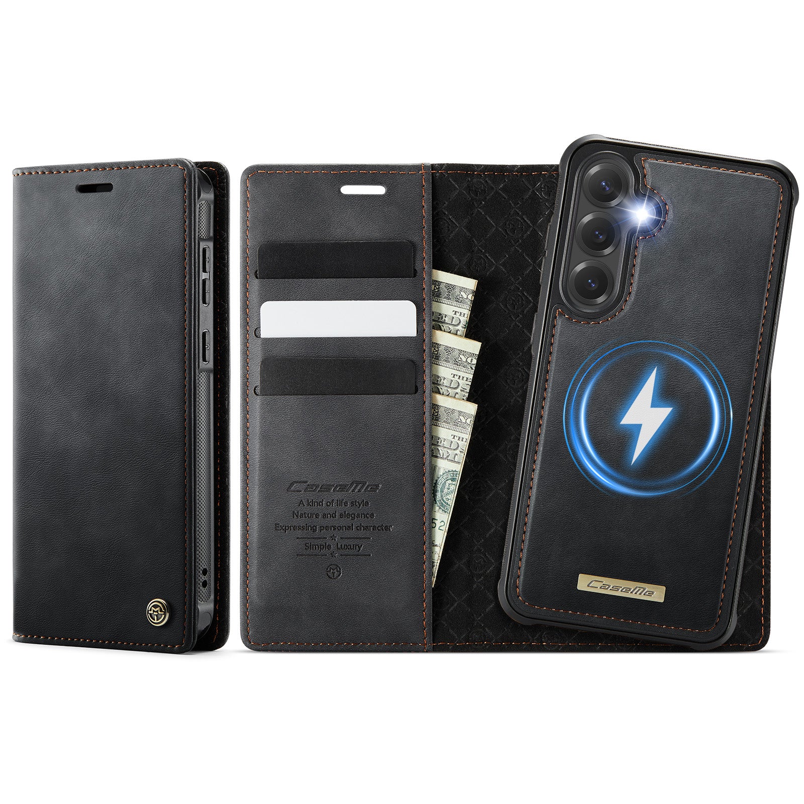 CASEME For Samsung Galaxy S24 FE Case C49 Magnetic Case RFID Blocking Detachable Wallet Leather Phone Cover