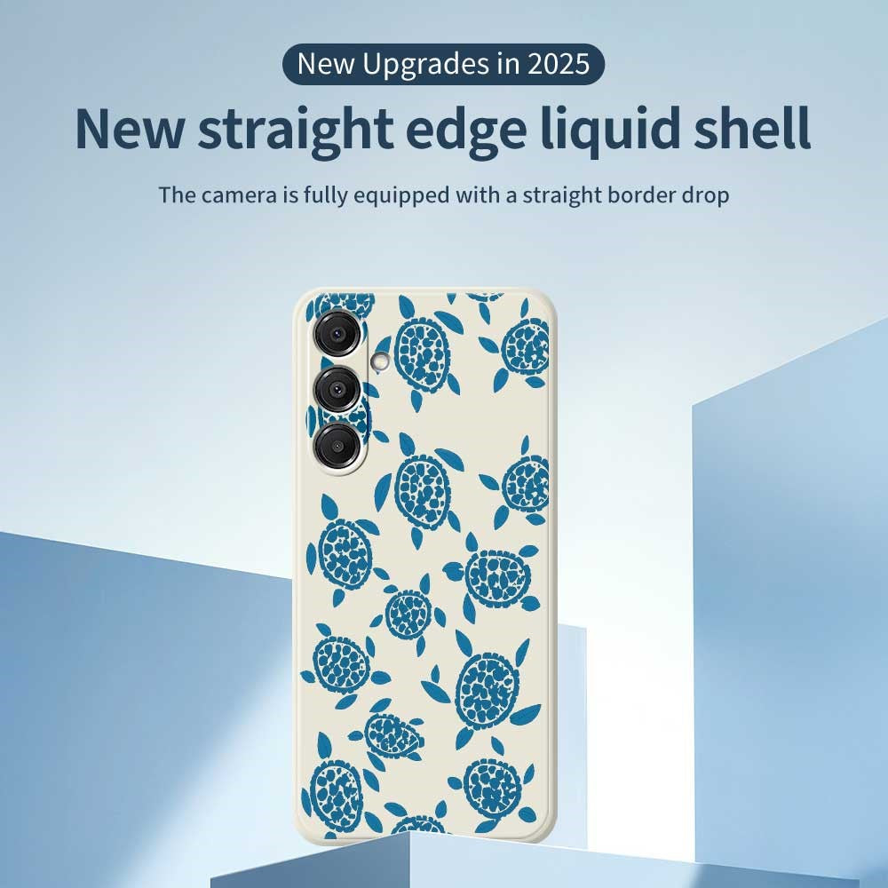 Til Samsung Galaxy A16 5G / 4G Cover Blåt Skildpaddemønster Trykt Lige Kant TPU Telefon Bagcover