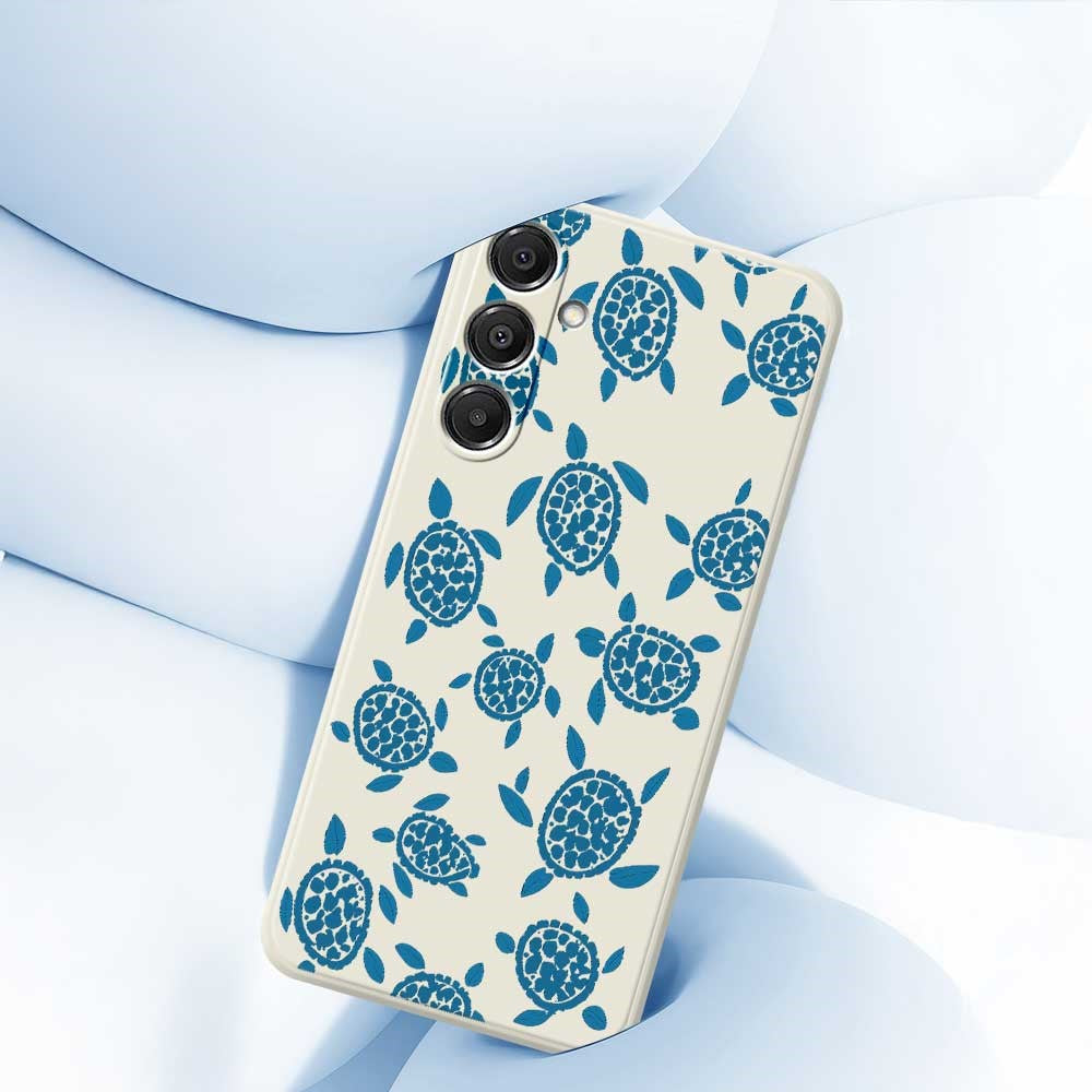 Til Samsung Galaxy A16 5G / 4G Cover Blåt Skildpaddemønster Trykt Lige Kant TPU Telefon Bagcover