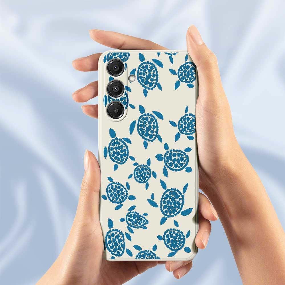 Til Samsung Galaxy A16 5G / 4G Cover Blåt Skildpaddemønster Trykt Lige Kant TPU Telefon Bagcover