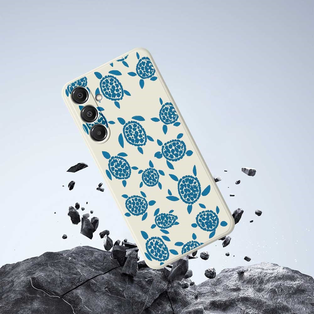 Til Samsung Galaxy A16 5G / 4G Cover Blåt Skildpaddemønster Trykt Lige Kant TPU Telefon Bagcover