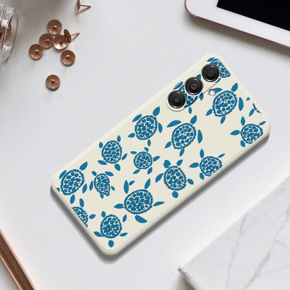 Til Samsung Galaxy A16 5G / 4G Cover Blåt Skildpaddemønster Trykt Lige Kant TPU Telefon Bagcover