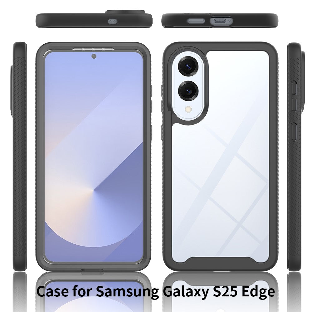 Clear Case for Samsung Galaxy S25 Edge PC + TPU Phone Back Cover with PET Screen Film