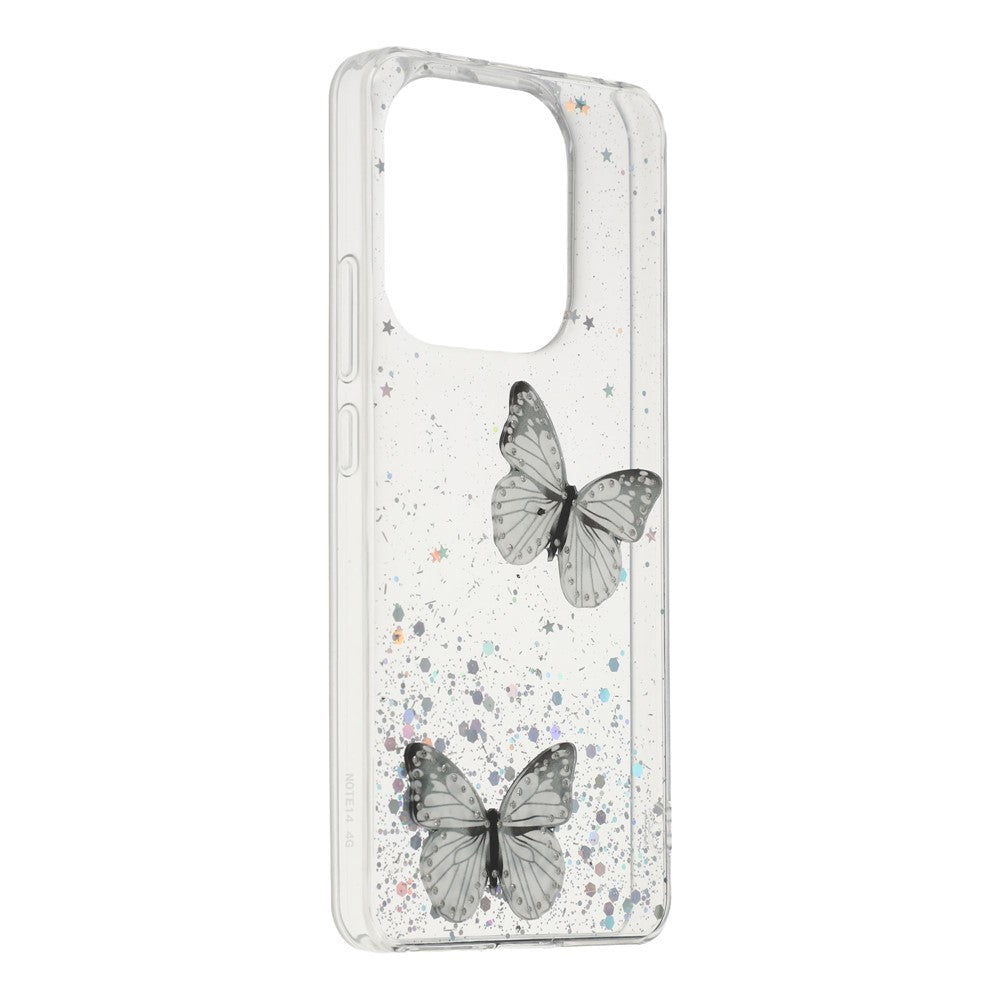 Xiaomi Redmi Note 14 4G (163.25mm) skal epoxi PVC fjäril TPU estetiskt mobilskal
