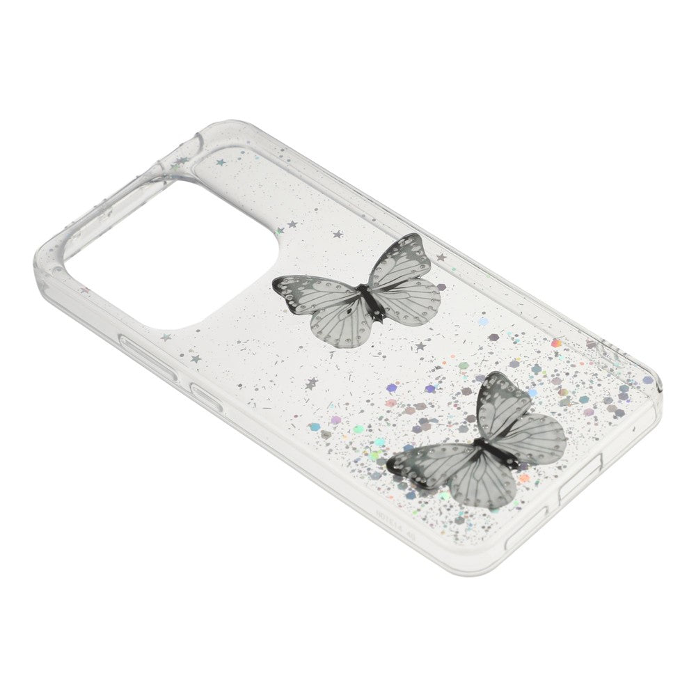Xiaomi Redmi Note 14 4G (163.25mm) skal epoxi PVC fjäril TPU estetiskt mobilskal