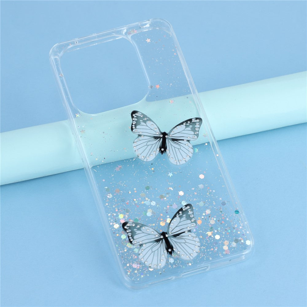 Xiaomi Redmi Note 14 4G (163.25mm) skal epoxi PVC fjäril TPU estetiskt mobilskal