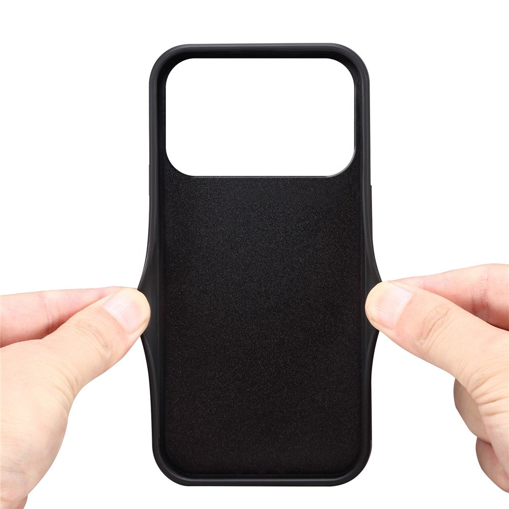 DENIOR For iPhone 17 Pro Case Card Holder Kickstand Leather + PC + TPU Phone Cover