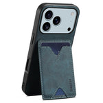 DENIOR For iPhone 17 Pro Case Card Holder Kickstand Leather + PC + TPU Phone Cover