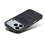 DENIOR For iPhone 17 Pro Max Case Card Holder Kickstand Leather + PC + TPU Phone Cover