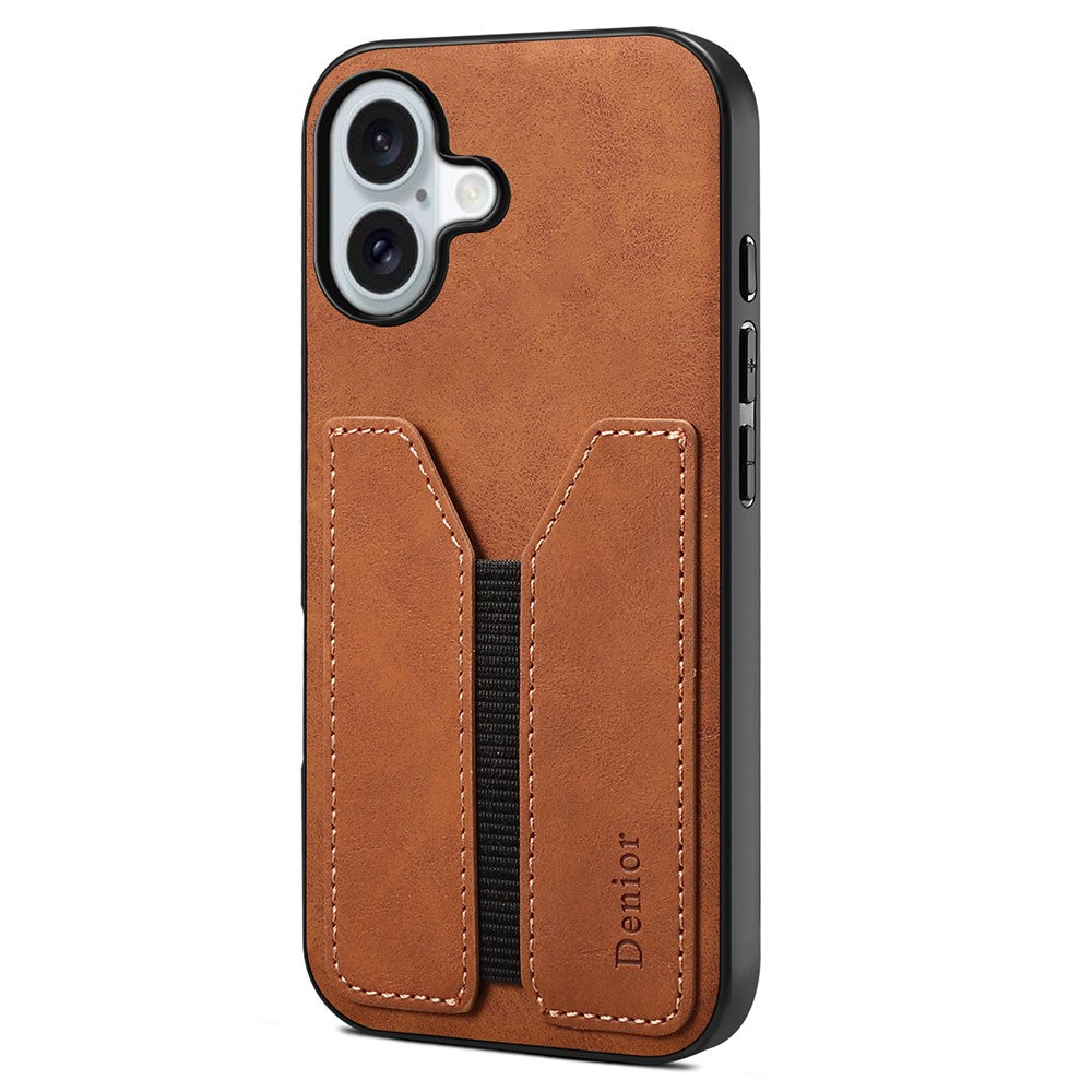 DENIOR För iPhone 17 Skal Elastisk Korthållare PU-läder + TPU + PC Mobilskal