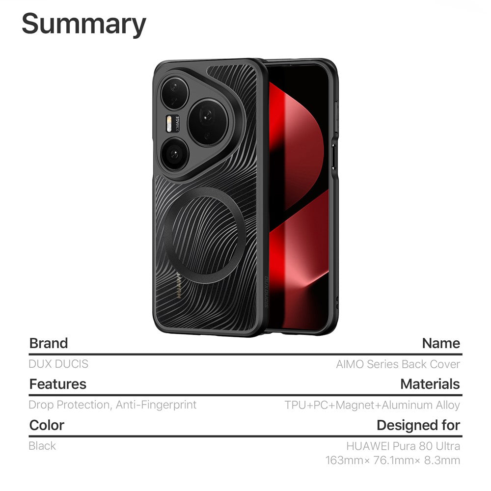DUX DUCIS For Huawei Pura 80 Ultra Case  Aimo Series Magnetic Case PC+TPU Slim Cover (REACH Certification)